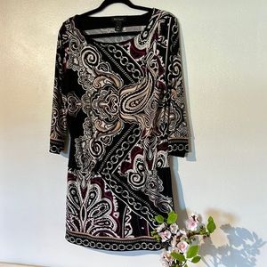 WHBM Tunic in cute pattern on black - M